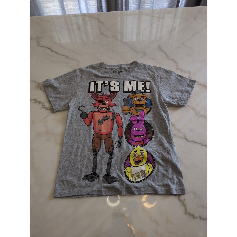 Five Nights at Freddys Boys T Shirt Medium Heather Grey Foxy and Friends Cotton